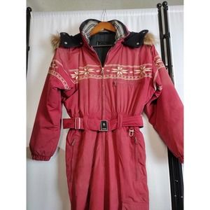 Vintage Bogner Christiania Ski/Snow Suit W Fur Collar Size 10